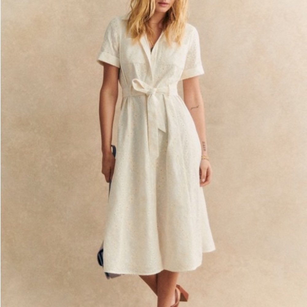 NWOT Sézane Adele Dress FR40/US8 in cream embroidered flowers